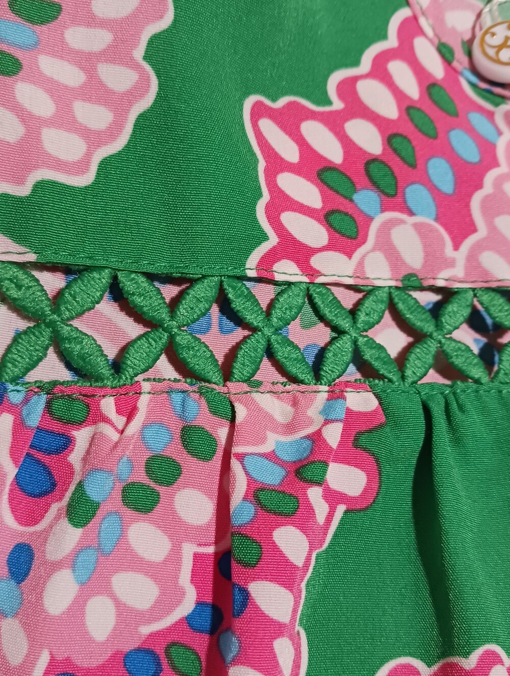 Mary Square Addison Bubble Sleeve Dress Lattice Trim - Picture 7 of 11